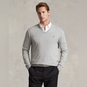 Polo Ralph Lauren Slim Fit V-Neck Sweater Gray Medium